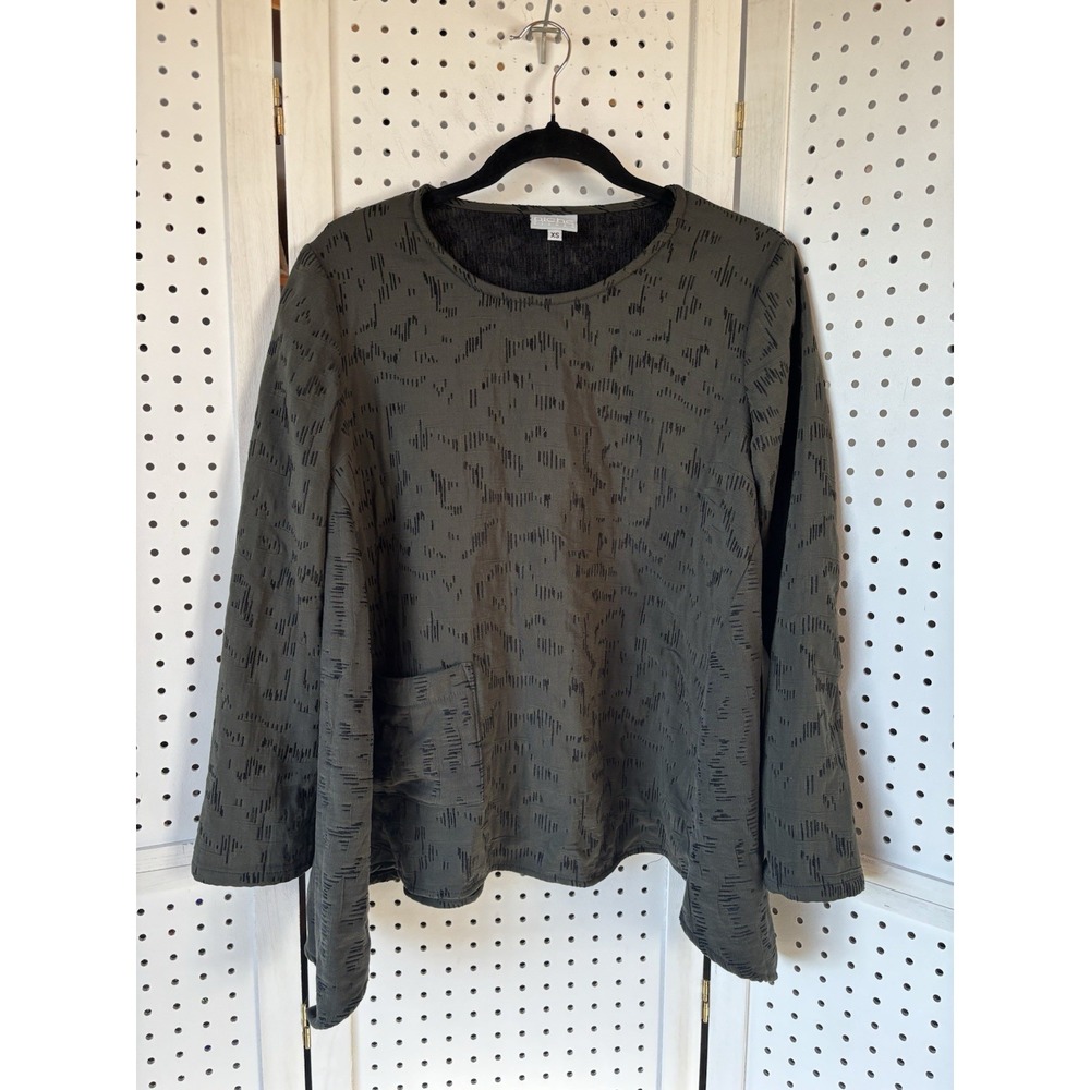 Niche Nilgun Derman Green Flare Lagenlook Pocket Blouse Tunic Women's‎ XS